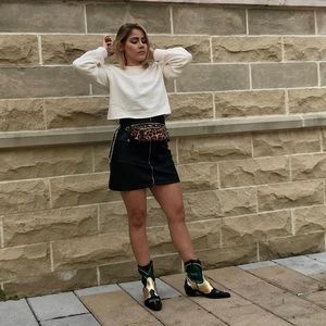 Black faux leather dress